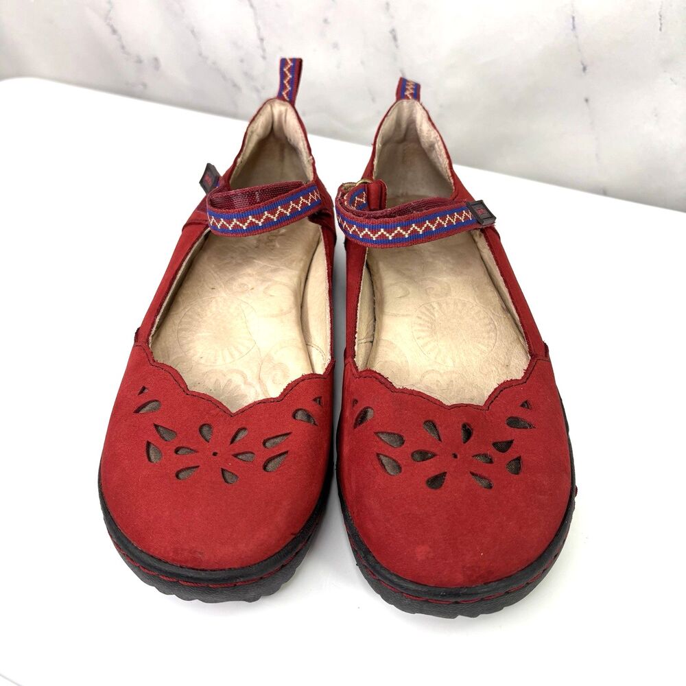 Jambu Blossom Brooks Red Mary Jane Flat Shoes Womens Size 7 M laser cut Retro - Picture 2 of 16